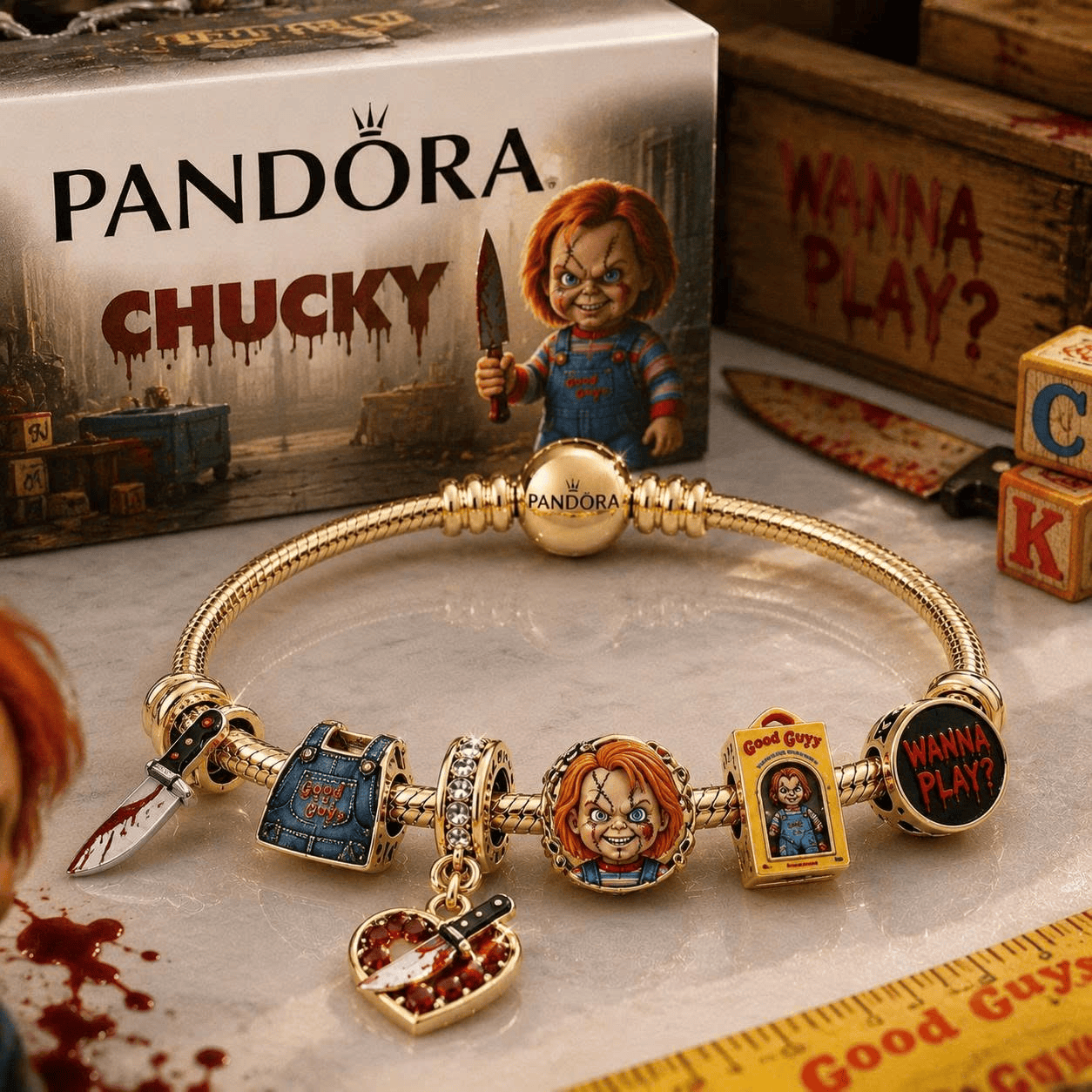 CKY Gold Charm Bracelet Set TTN