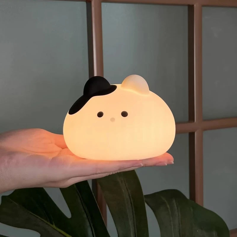 Lucky Cat Silicone Night Light, Bedroom Bedside Companion Sleep Light, 2Level Adjustable Brightness, Birthday, And New Year Gift
